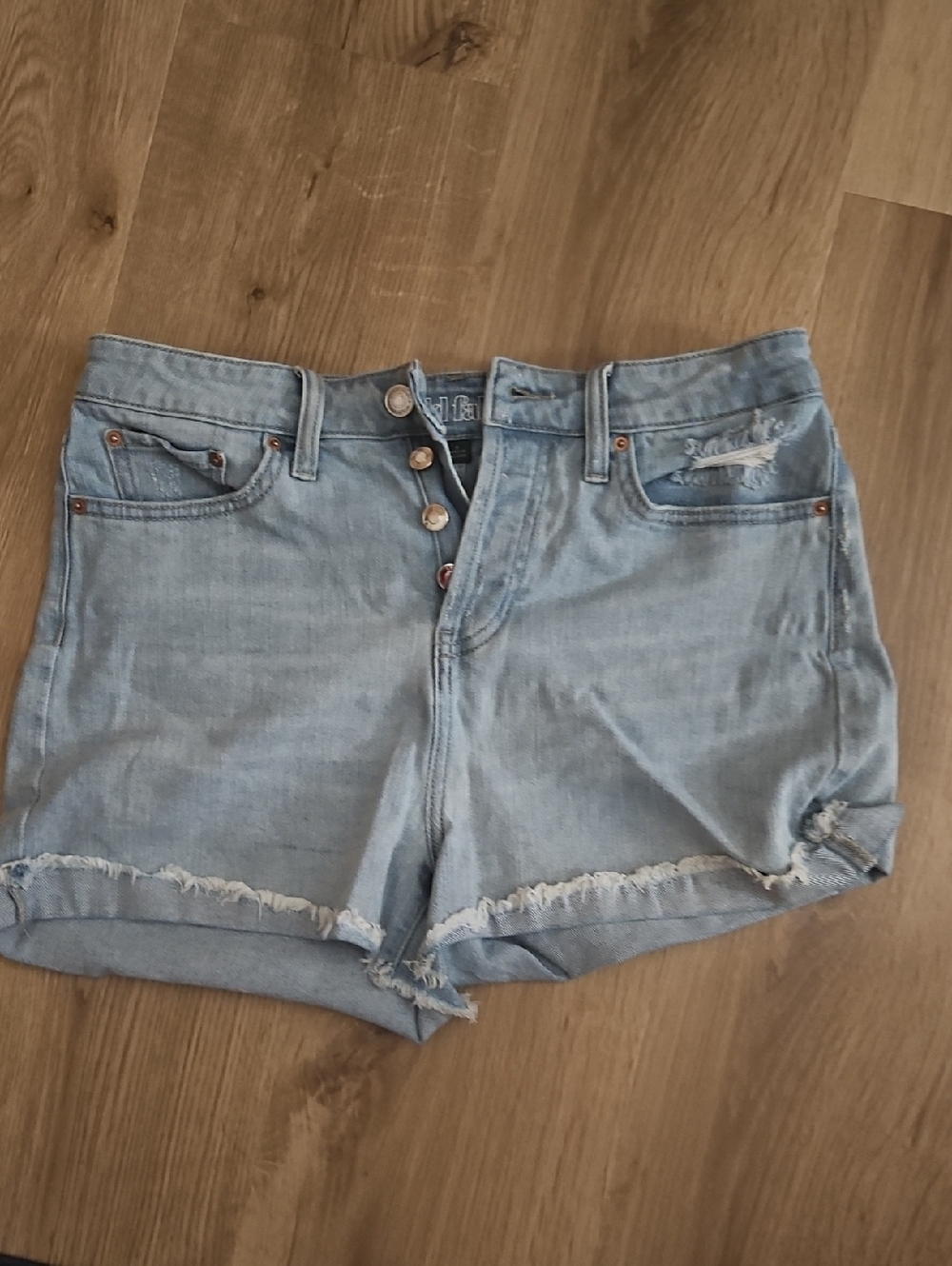 wild fable Light Blue Distressed High-Rise Jean Shorts